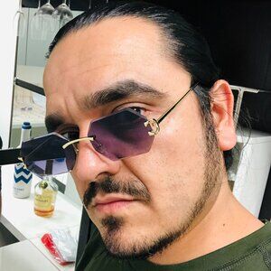 Men Sunglasses Gradient Black Lens Rimless Luxury Retro Shades Gold Metal Lentes